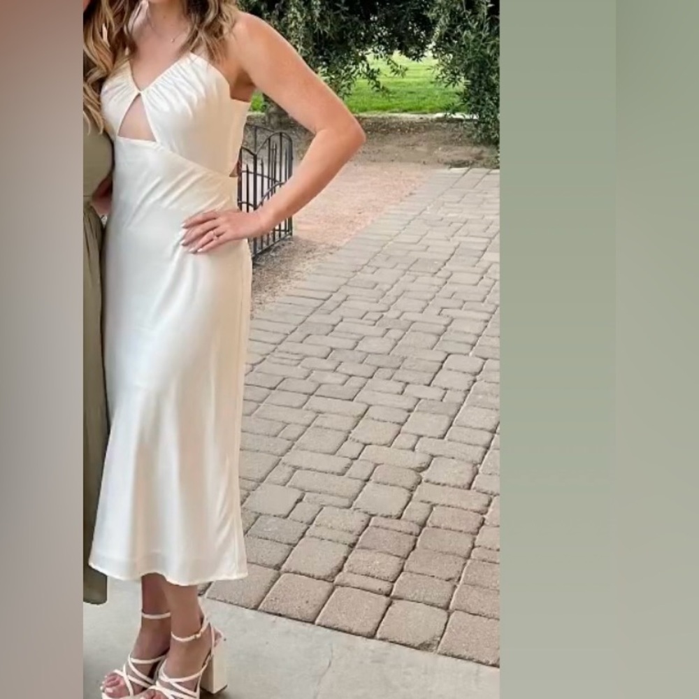 White petal and pup silk dress